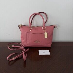 COACH Bag AUTHENTIC Mini Emma Satchel Pink Pebbled Leather Crossbody F31466